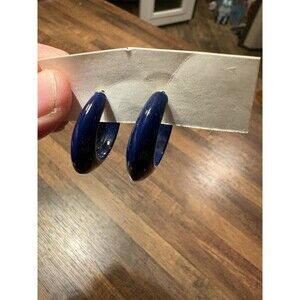 Blue plastic hoop earrings, round shape, fashion costume style